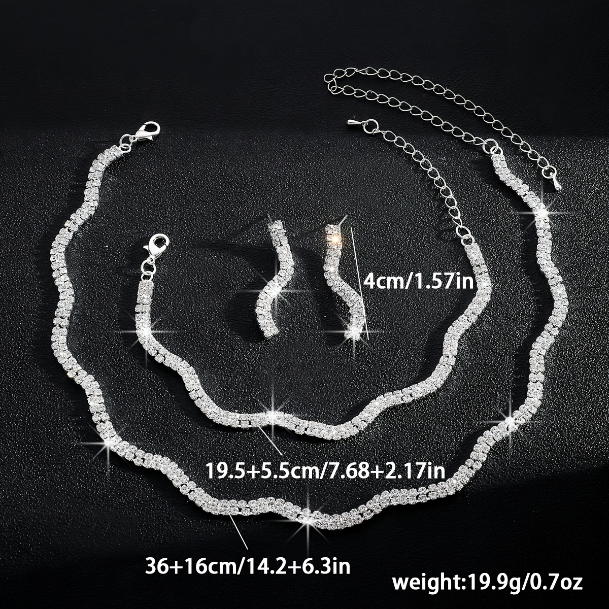 Rhinestone Wave 3-Piece Bridal Jewelry Set